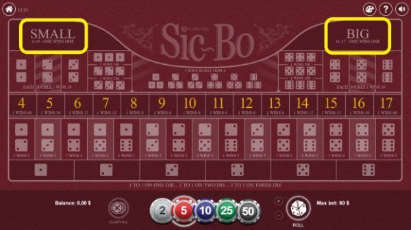 Sic Bo Betting Options